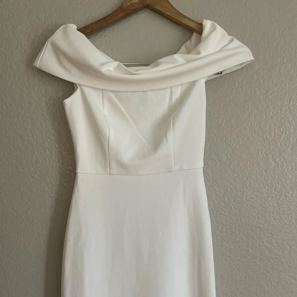 Exceptional Romance White Off-the-Shoulder Mermaid Maxi Dress NWOT_3
